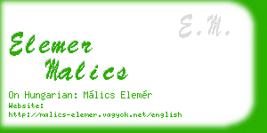 elemer malics business card