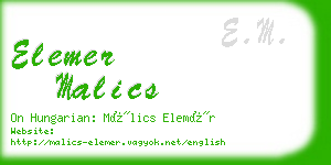 elemer malics business card